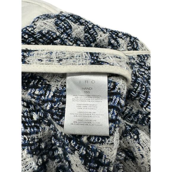 IRO Handi Jacket Blue White Geometric Tweed Women's Size 38 FLAWED PLEASE READ - Picture 10 of 15